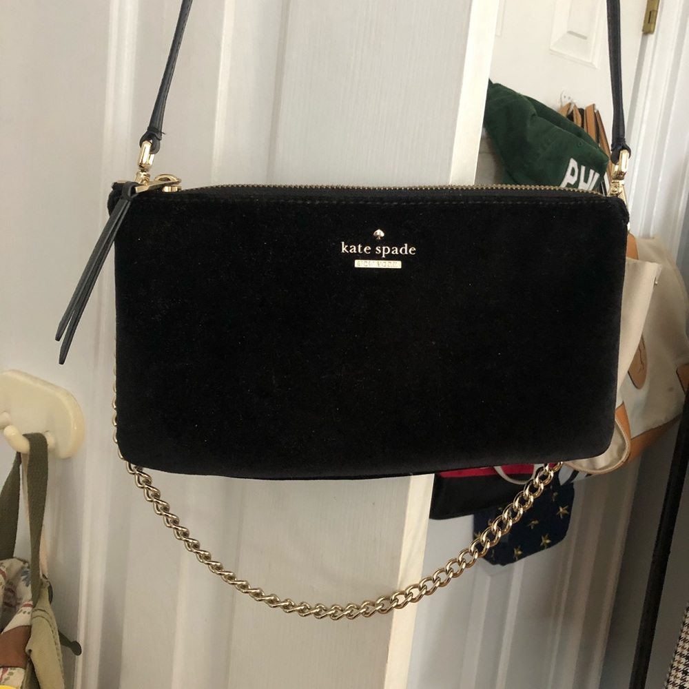 Kate Spade Velvet Crossbody Bag with Chain